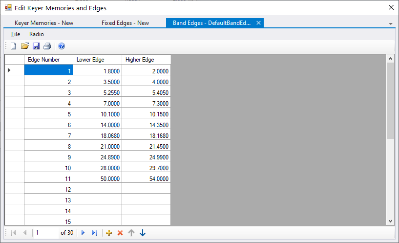 Image of the band edges dialog