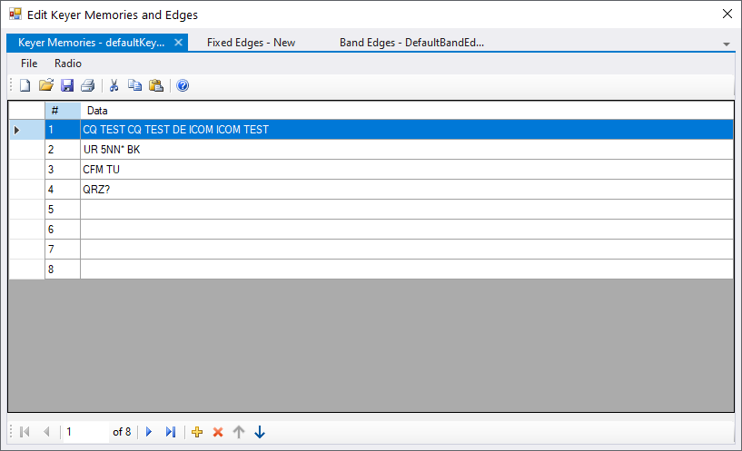 Image of the keyer memory dialog