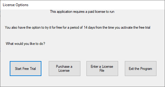 License dialog
