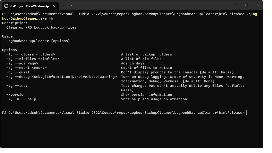 Logbook backup cleaner screen capture