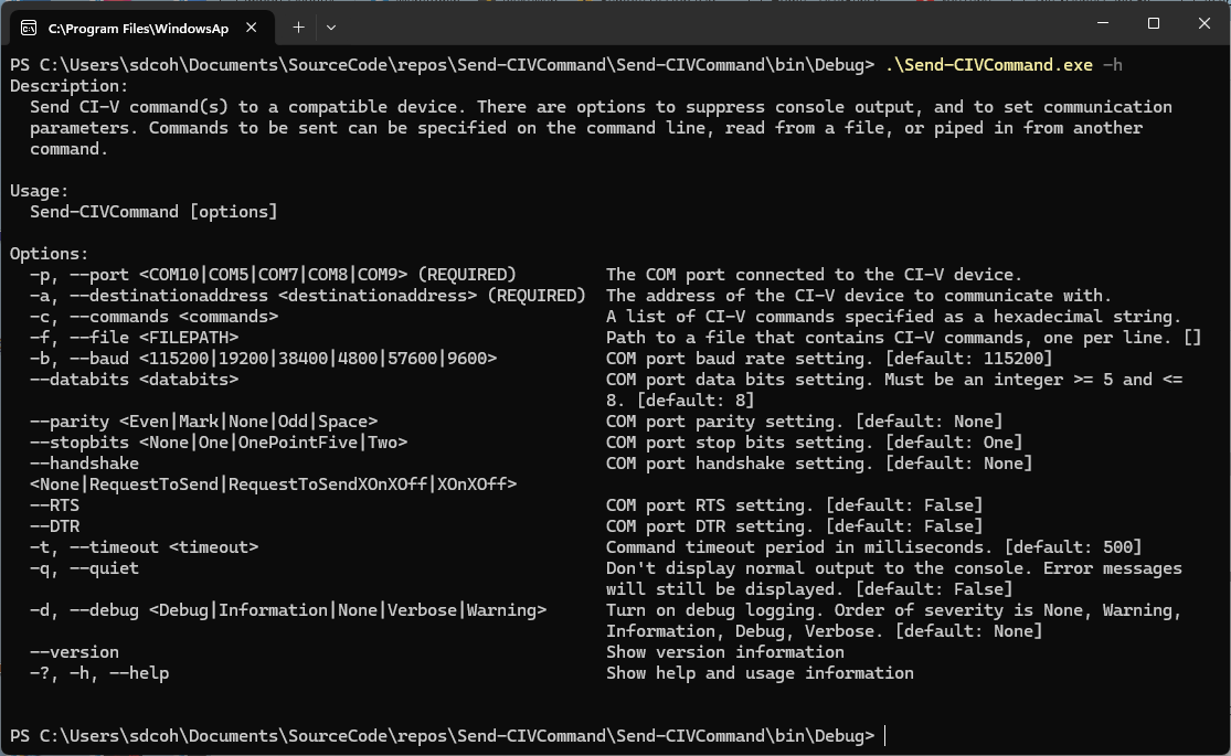 Send-CIVCommand screen capture