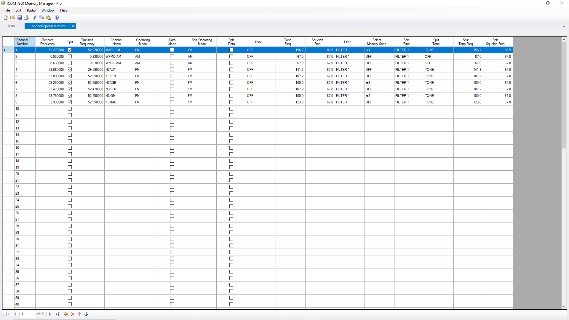 Main tabbed user interface
