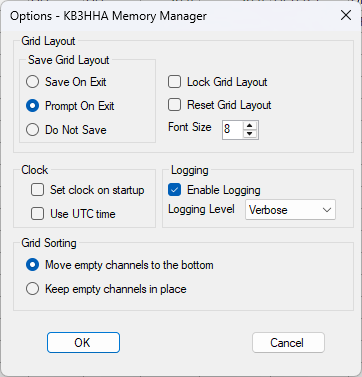 Program options dialog